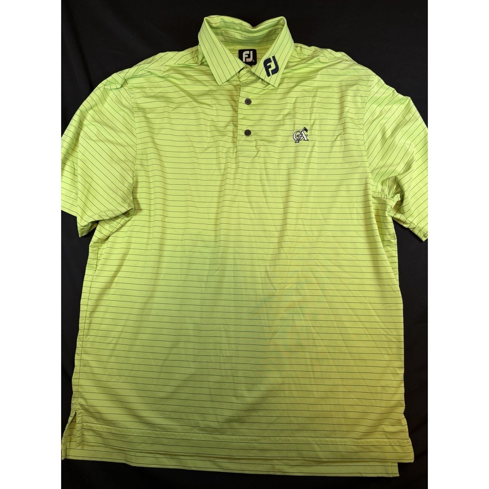 FootJoy Lime Green Striped Men's Performance Golf Polo, L